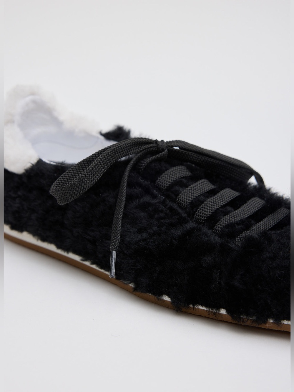TIBI Teddy Shearling Seth Sneaker Black White Size 36 - Picture 6 of 14